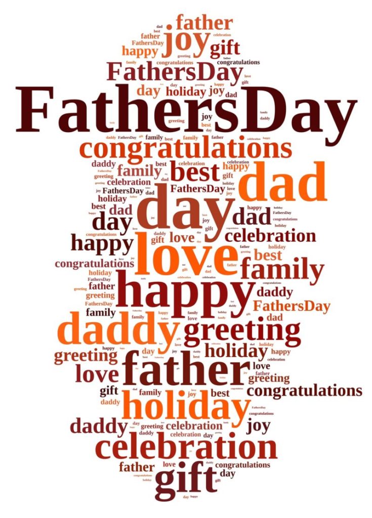 Illustration with word cloud about Fathers Day.