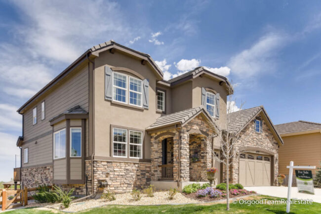 executive home for sale in meridian colorado with stone front elevation