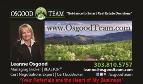 Business card for Parker colorado realtor leanne osgood