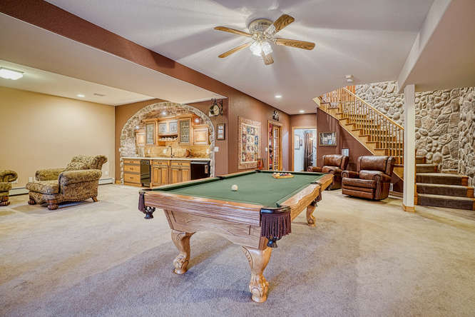 pool table room in fininshed basement in larkspur