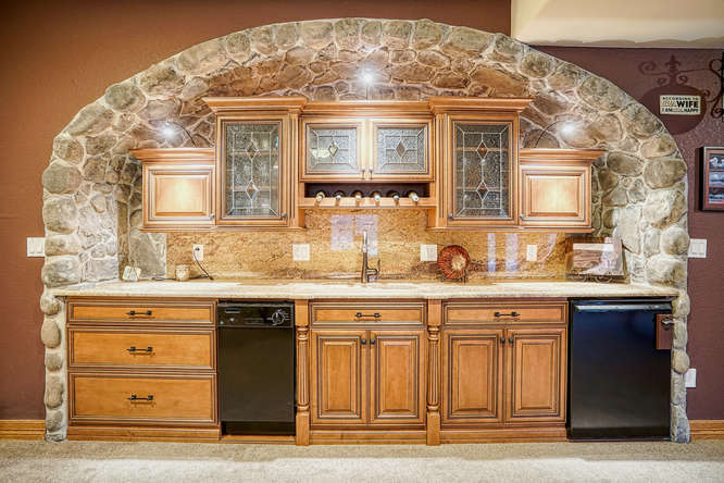 custom stone bar kitchen area rounded