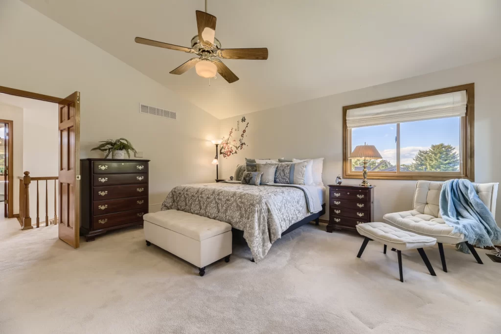 primary bedroom with 6 panel French doors