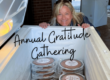 Broker Owner Leanne Osgood standing next to a freezer full of pie for the annual clientgratitude pie party