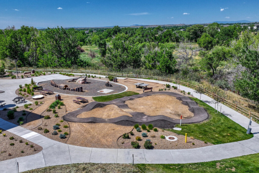 pump track outdoor activity area at high end condo complex in parker co