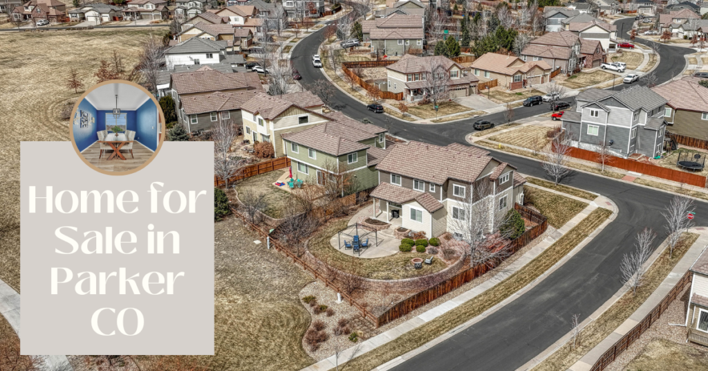 blog post cover of an aerial photo of a home for sale in parker colo backing to open space and trails