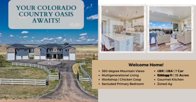 Cover_Rustlers Canyon blog cover photo of collage of home for sale in elizabeth colorado on 35 acres