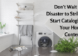 cover photo for a blog on cataloging your home contents in case of a disaster. Photo of laundry room filling up with water