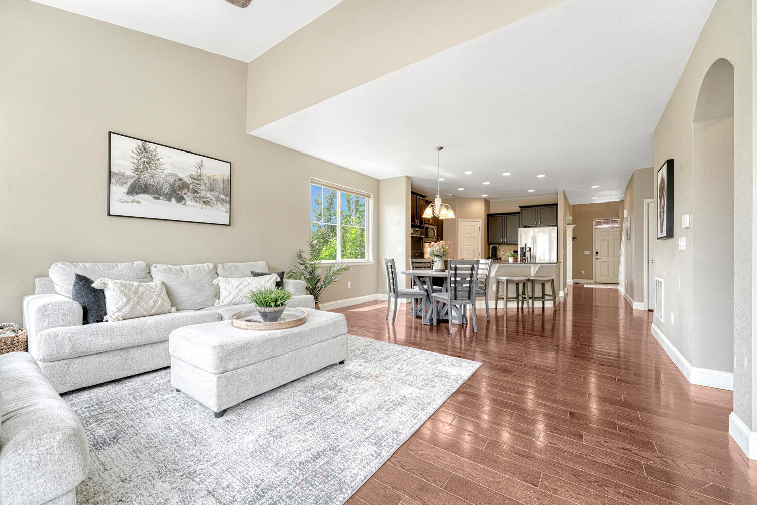 open concept kitchen and living area