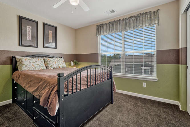 bedroom with 2 tone paint