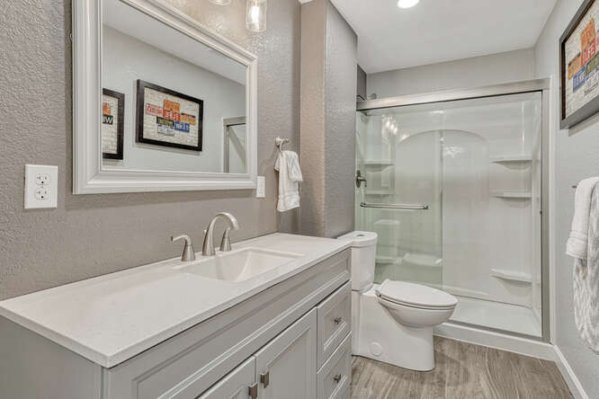 updated bathroom with shower surround