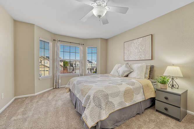 serene guest bedroom with greige color palette