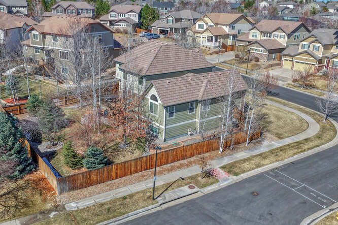 aerial view of backyard of parker colo home