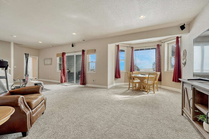 finished basement with bump out window area