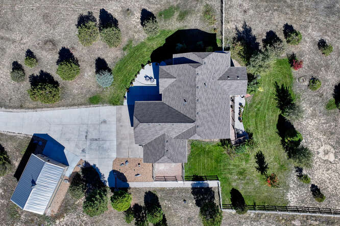 aerial view of direct view of roof and property layout