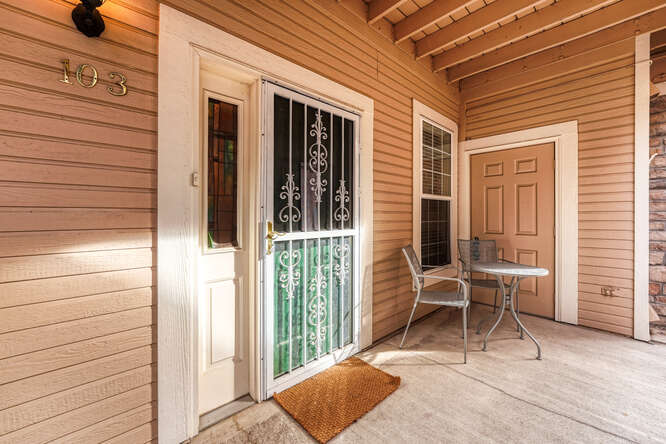 small front porch at condo