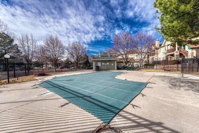 outdoor pool at meadow hills condos in denver