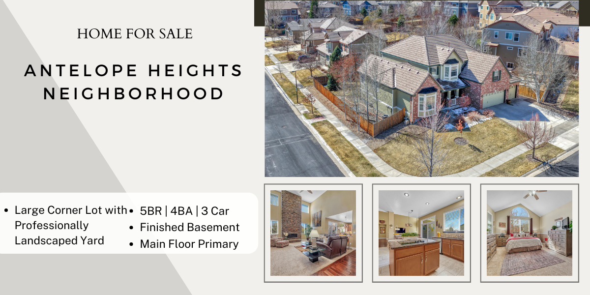 cover collage image for a home for sale in antelope heights neighborhood in parker colorado