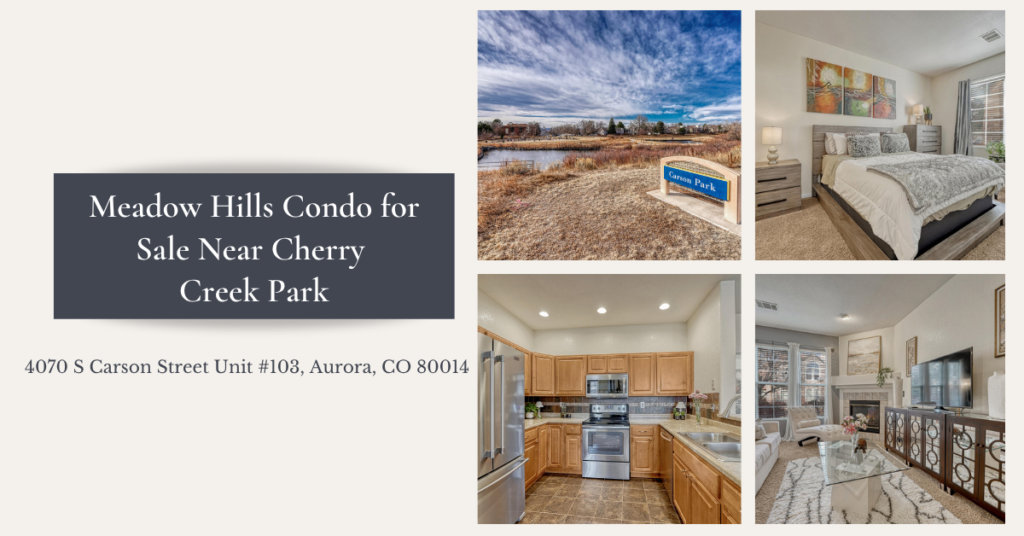 cover photo collage for a condo for sale near the cherry creek park in denver