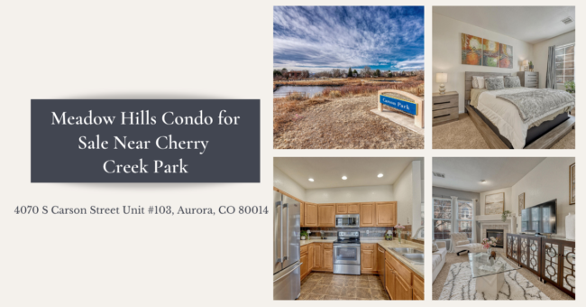 cover photo collage for a condo for sale near the cherry creek park in denver