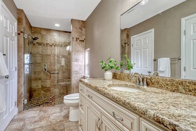 zero entry shower with frameless glass